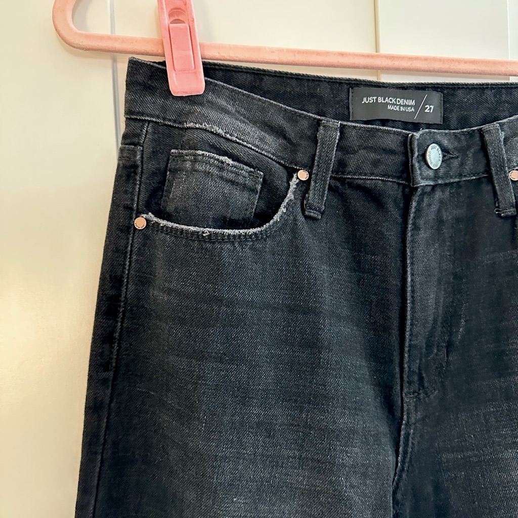Black Denim Wide Leg Jeans